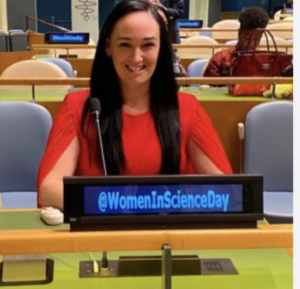 Junior Einsteins founder Tracey Jane Cassidy speaking at The United Nations International Women and Girls in Science Day 