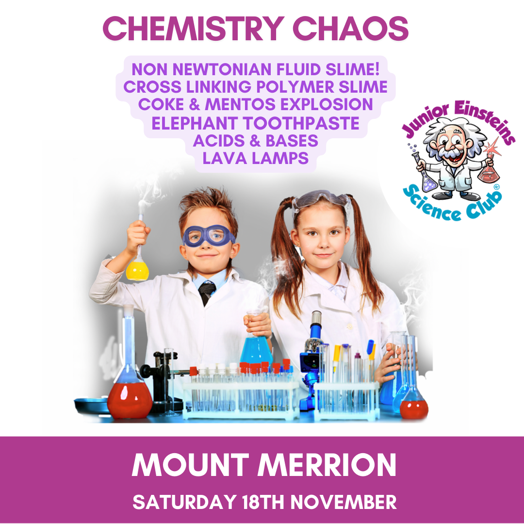 Mount Merrion - Dublin Science Camp-Chemistry Chaos - Saturday 18th November 2023 (9:30am-1:30pm)